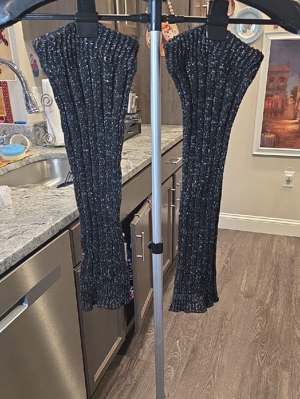Knit Sparkle Arm Warmers - Black